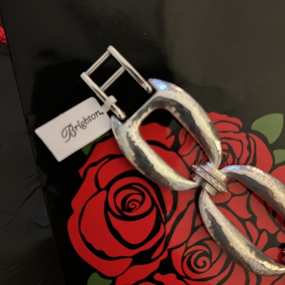 NWT $118 BRIGHTON MERIDIAN SILVER HAMMERED CRYSTAL ADJ BRACELET - Picture 2 of 7